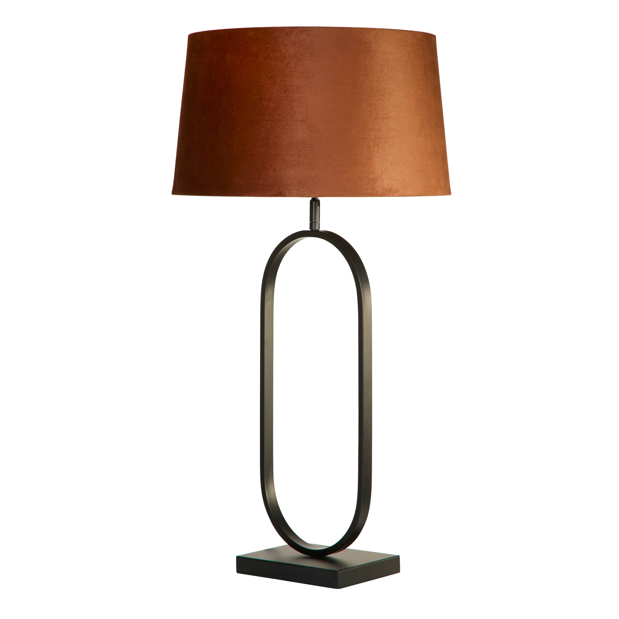 Modish Table Lamp - Matt Black Metal With Burnt Orange Shade
