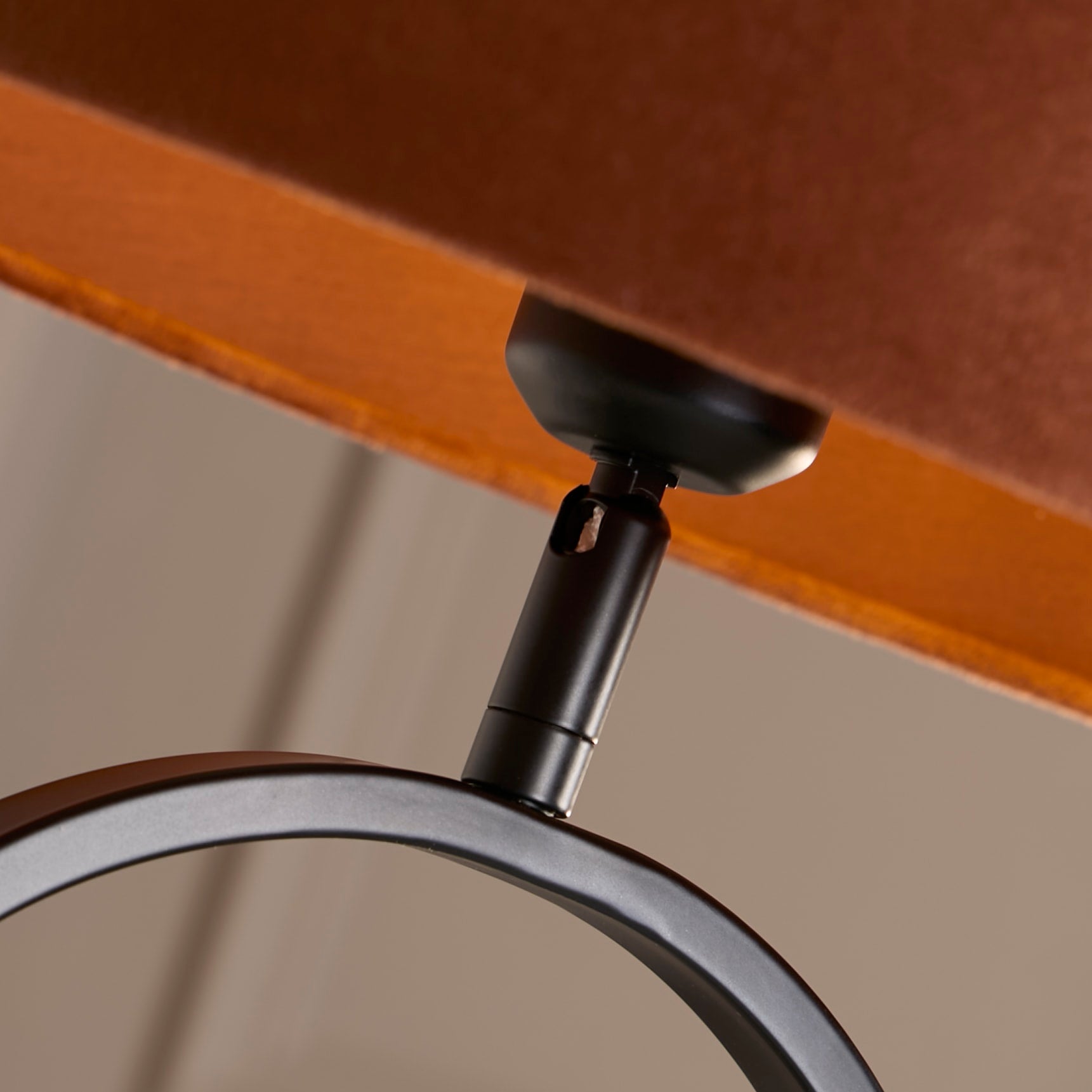 Modish Table Lamp - Matt Black Metal With Burnt Orange Shade