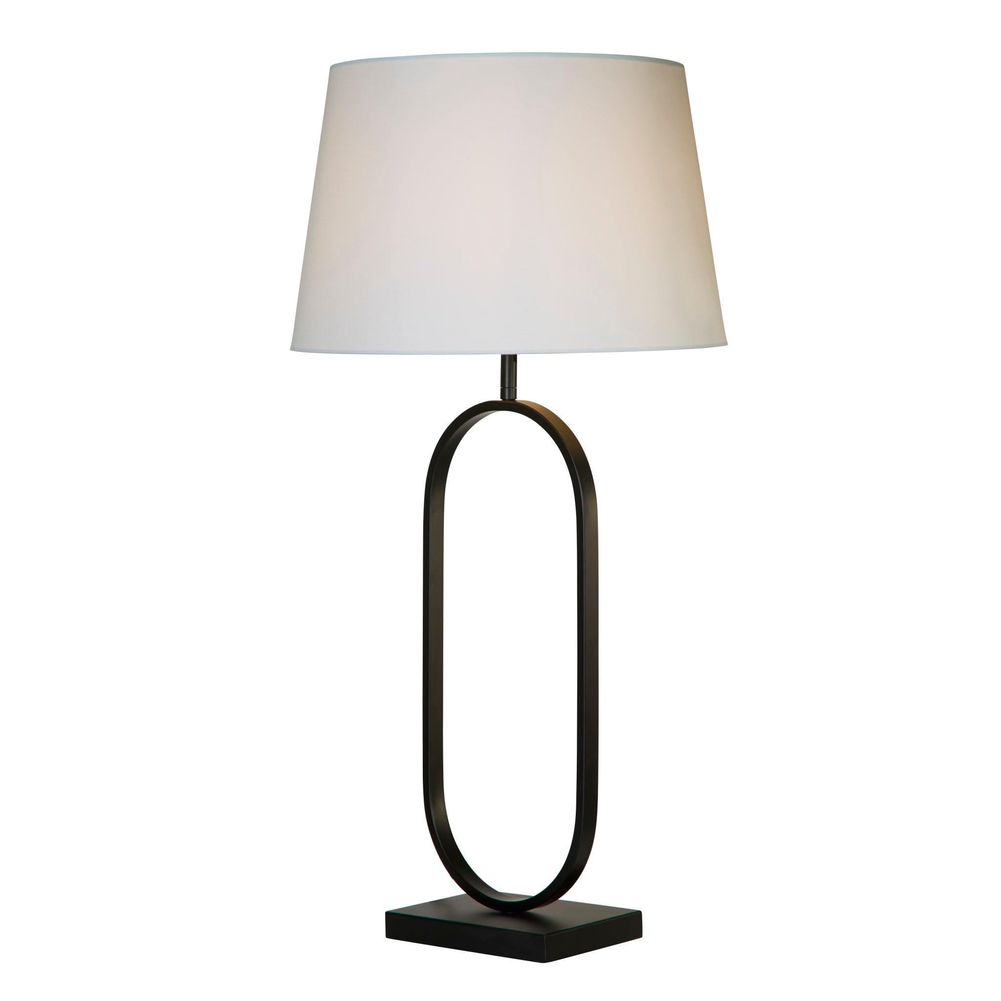 Modish Table Lamp - Matt Black Metal With White Shade