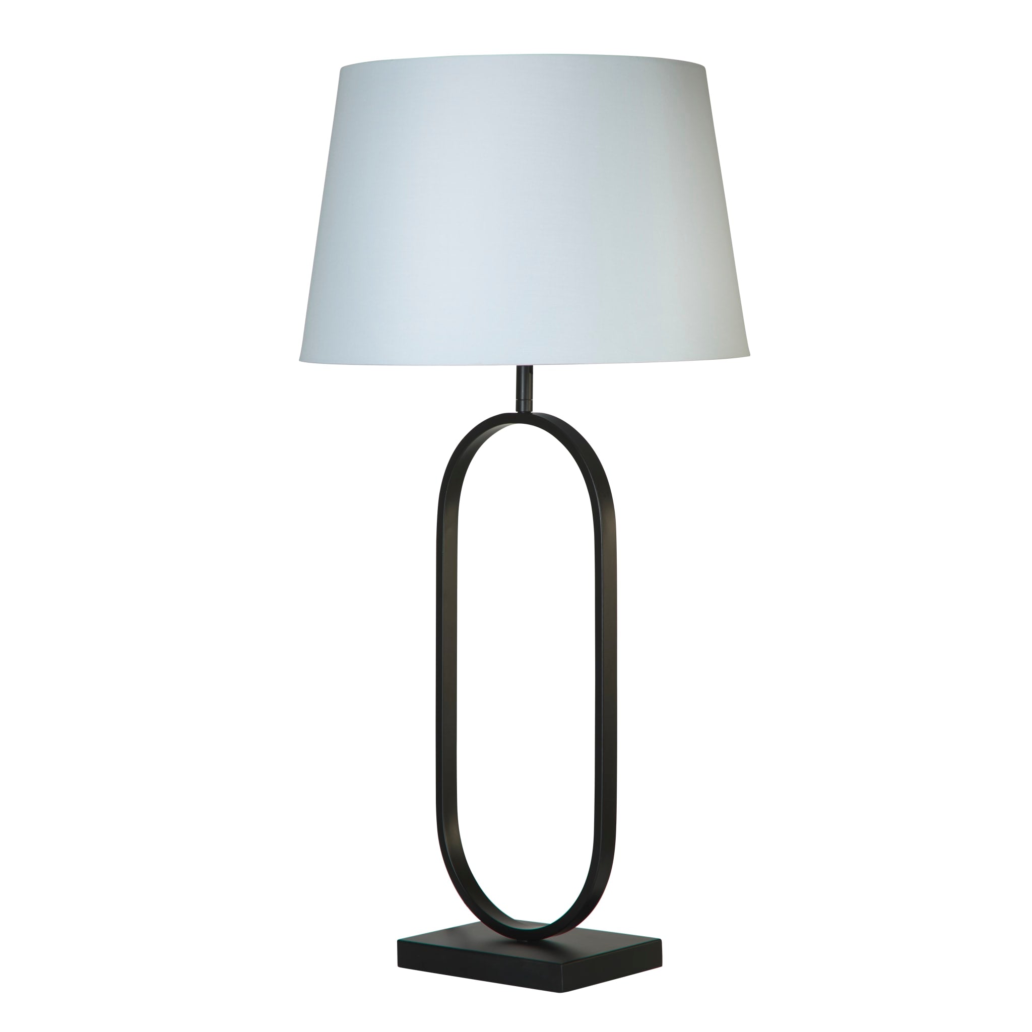 Modish Table Lamp - Matt Black Metal With White Shade