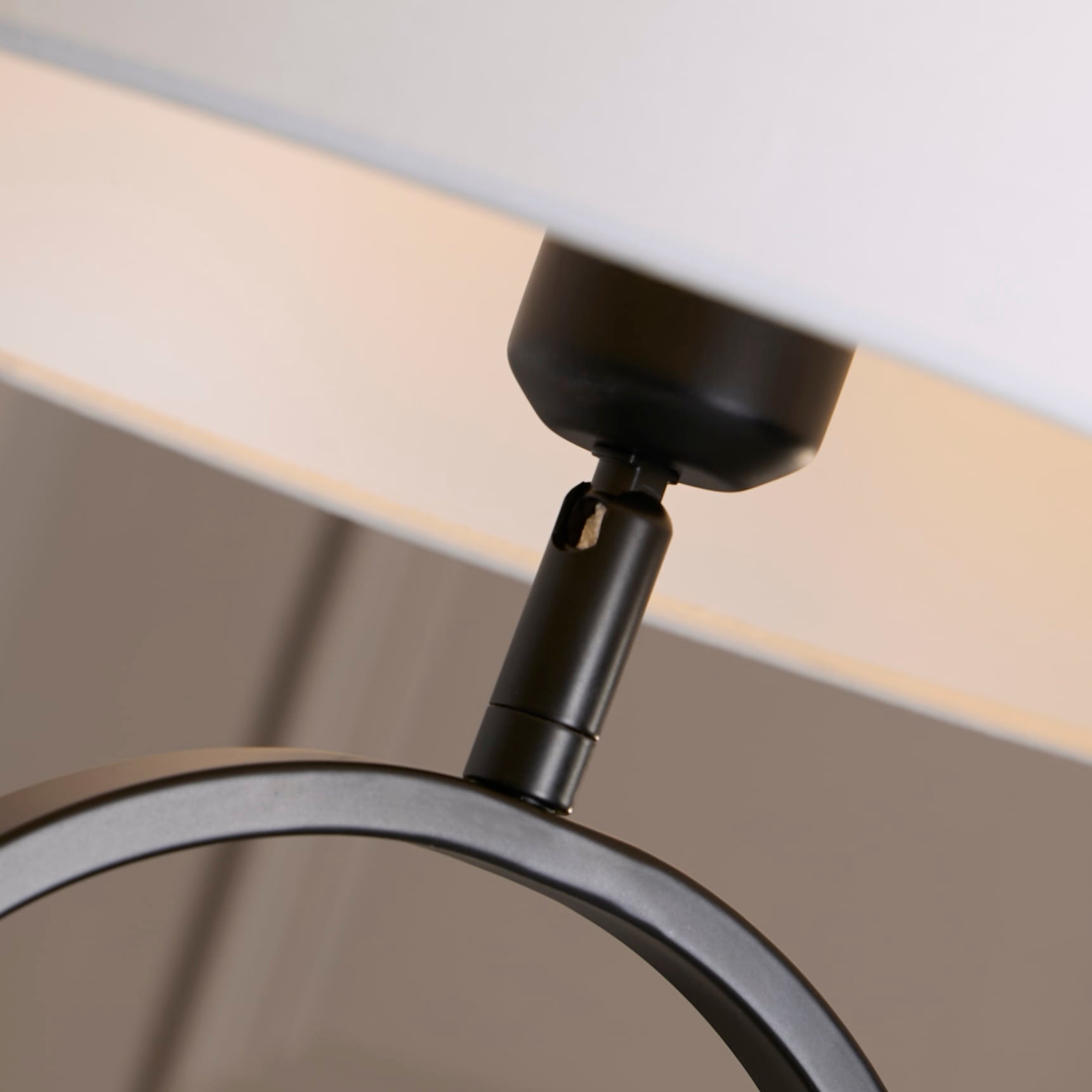 Modish Table Lamp - Matt Black Metal With White Shade