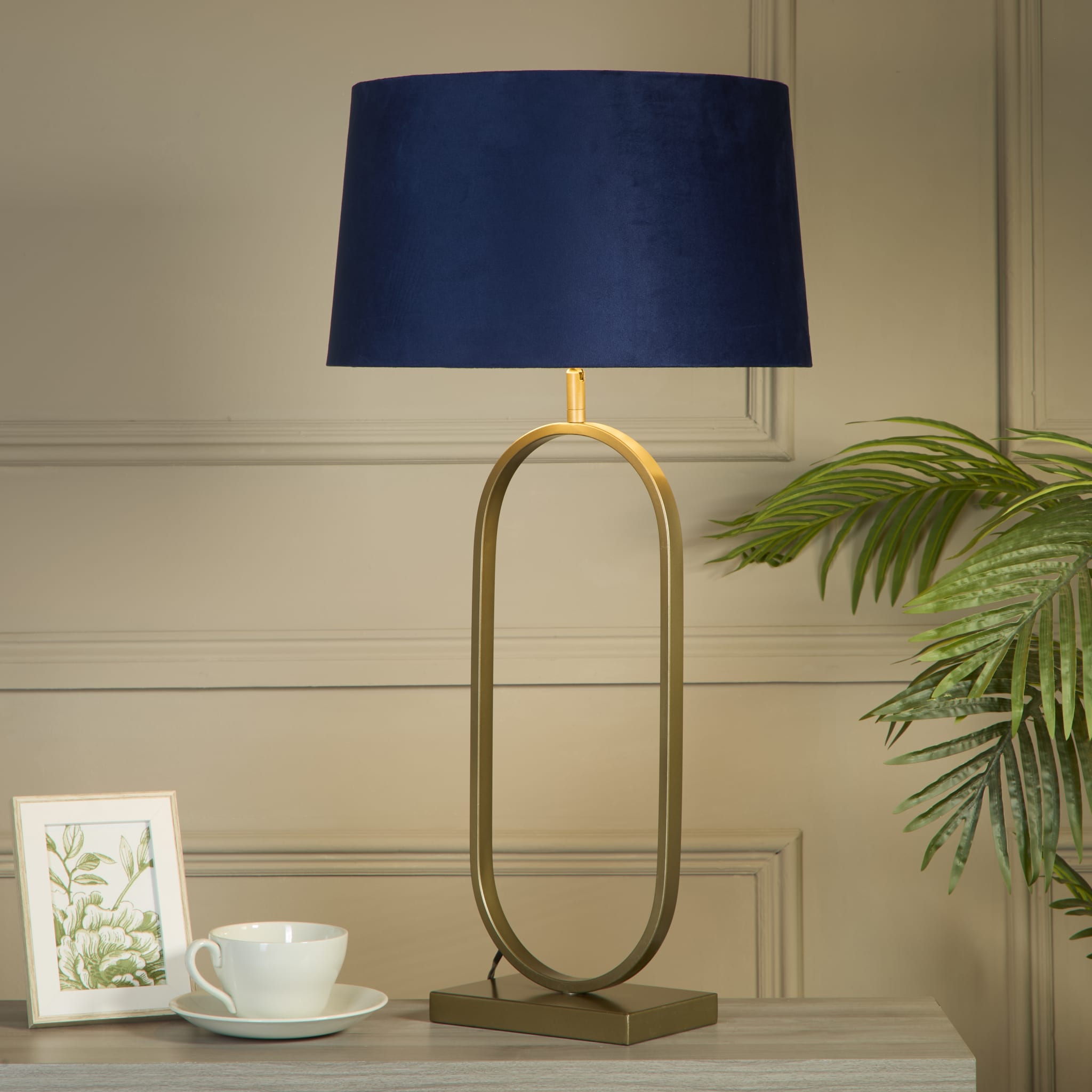 Modish Table Lamp - Bronze Metal with Navy Shade