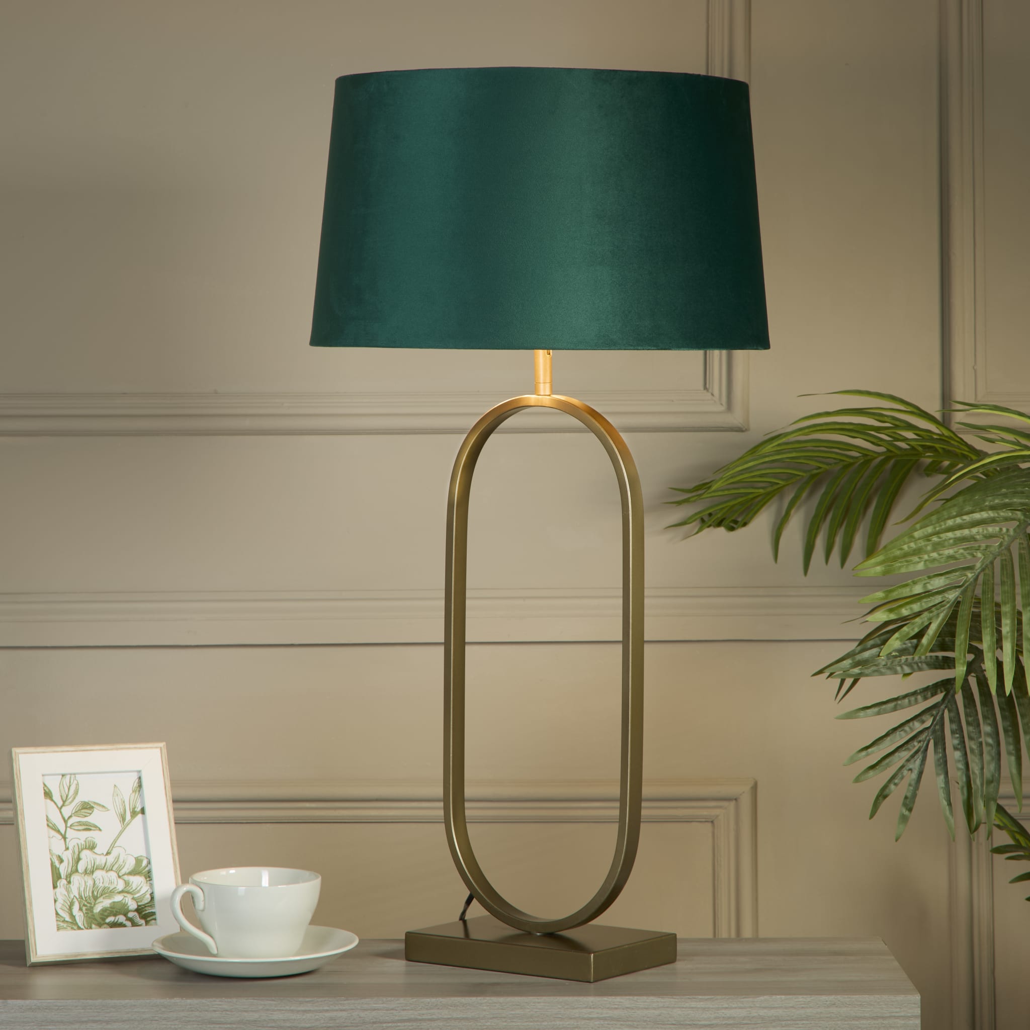 Modish Table Lamp - Bronze Metal with Emerald Shade