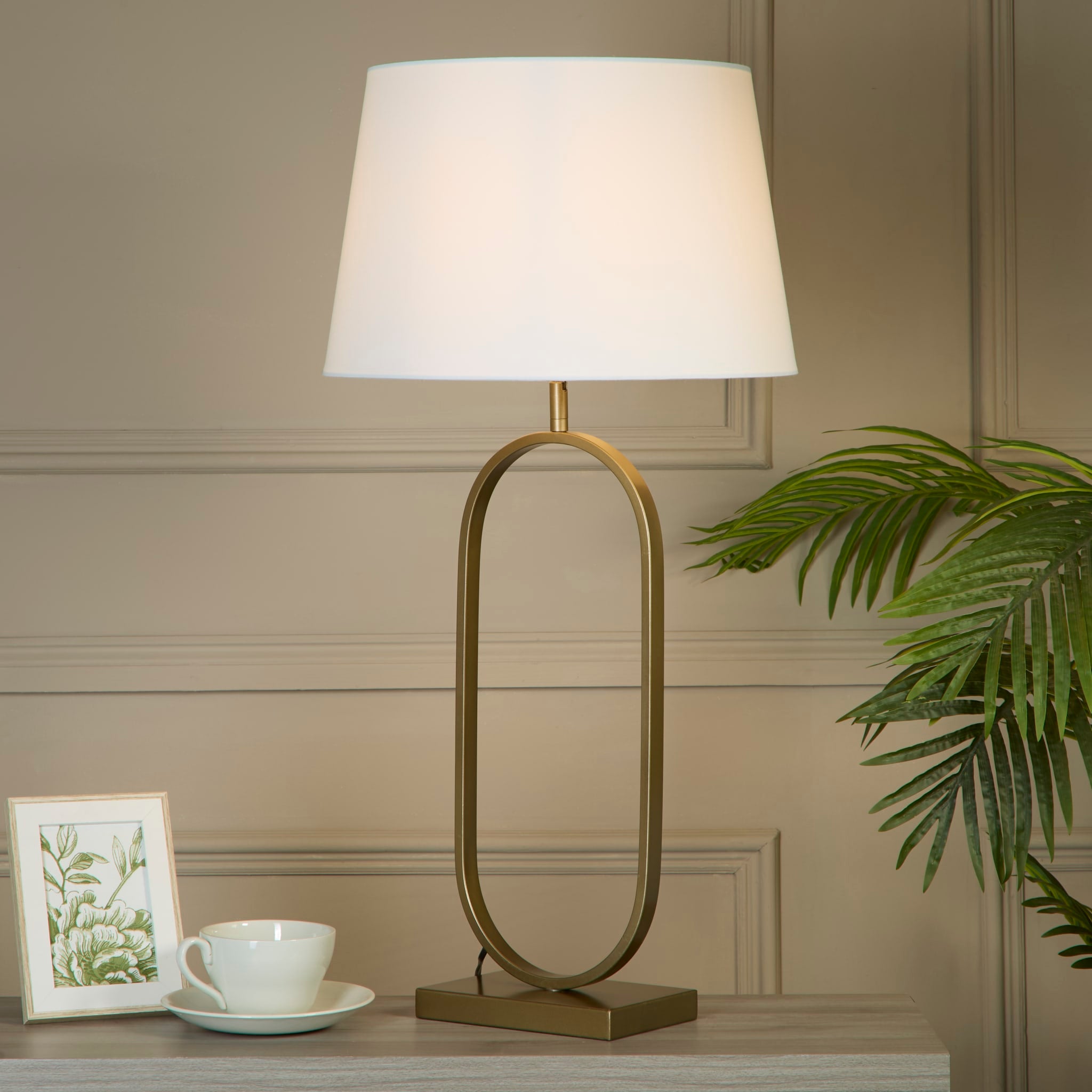 Modish Table Lamp - Bronze Metal with White Shade