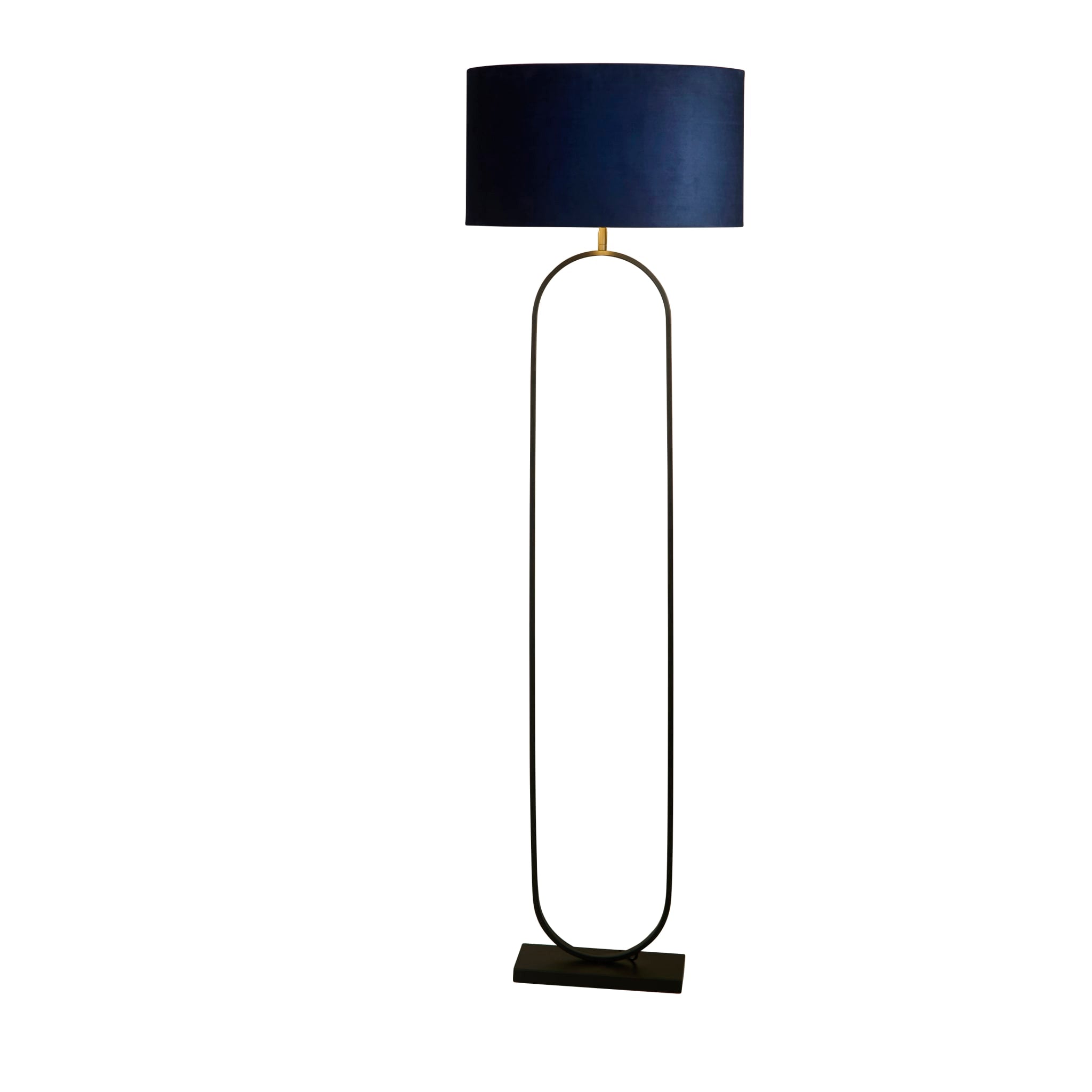 Modish Floor Lamp - Black Metal with Navy Shade
