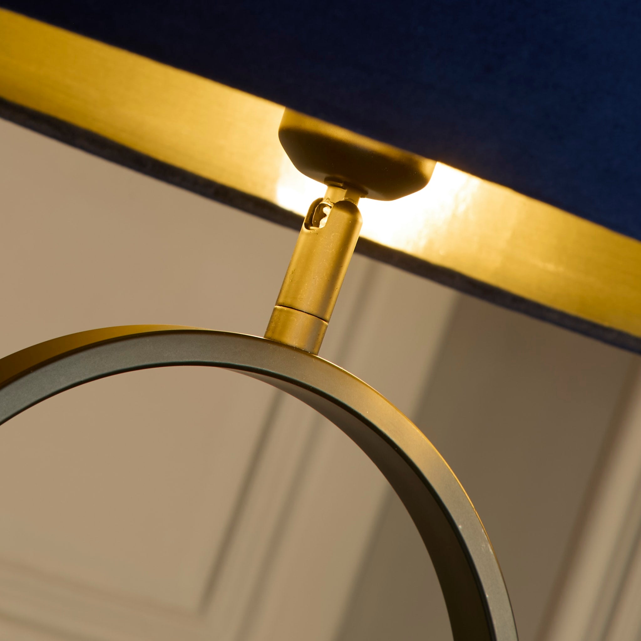 Modish Floor Lamp - Black Metal with Navy Shade