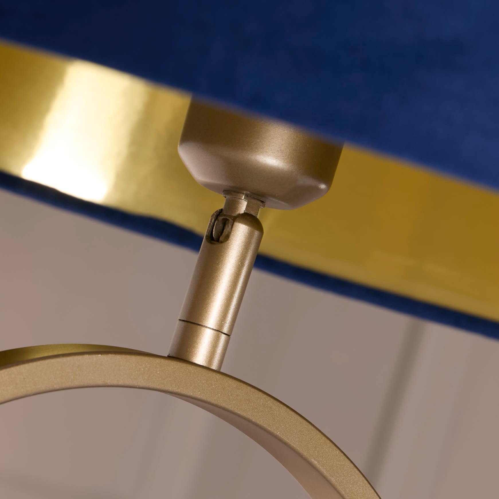 Modish Floor Lamp Bronze Metal with Navy Shade