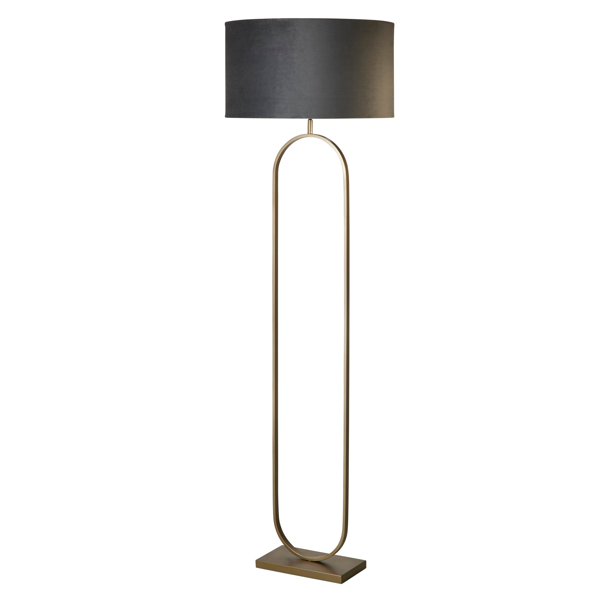 Modish Floor Lamp Bronze Metal with Dark Grey Shade