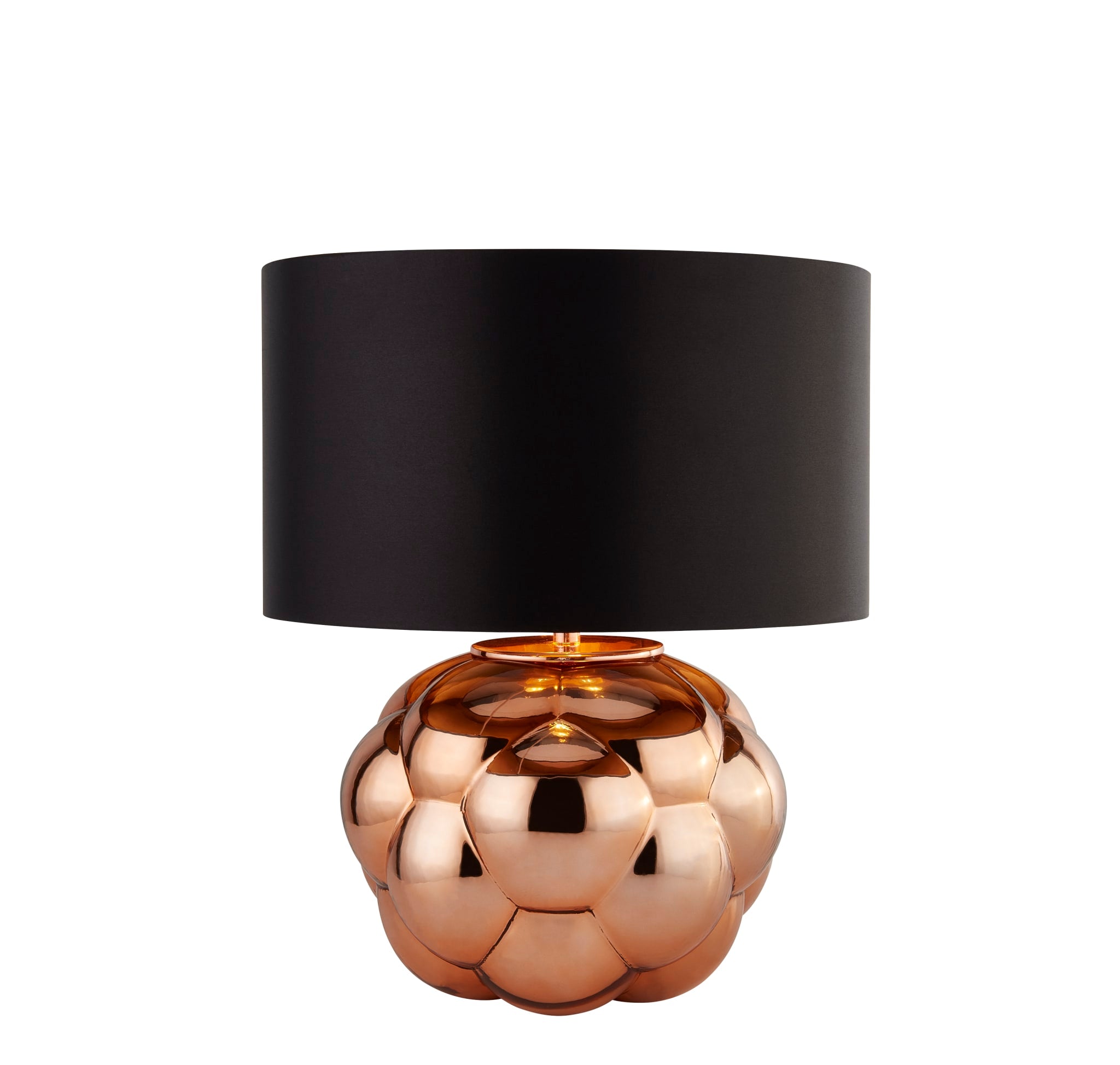 Fizz Table Lamp - Copper Glass & Black Faux Silk Shade