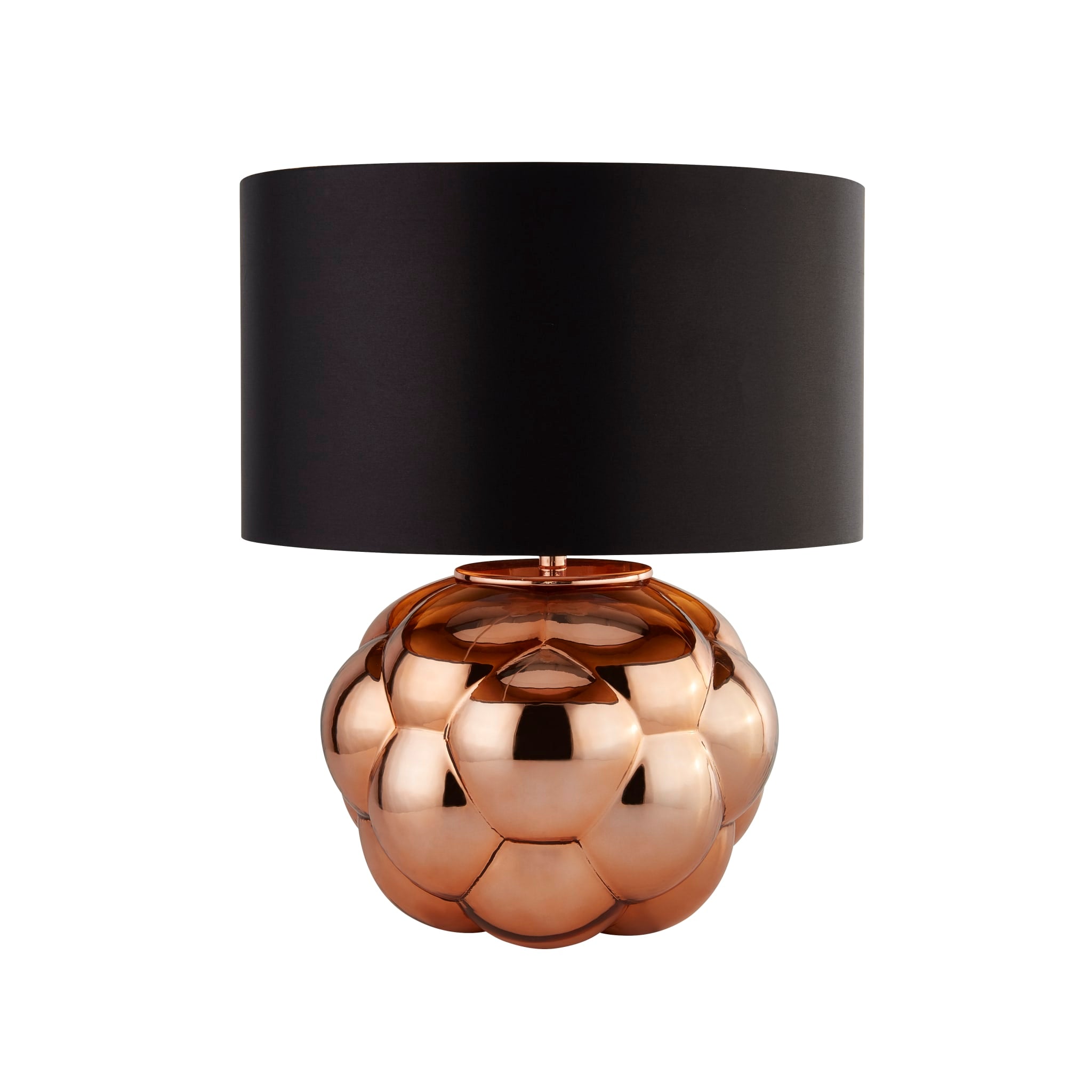 Fizz Table Lamp - Copper Glass & Black Faux Silk Shade