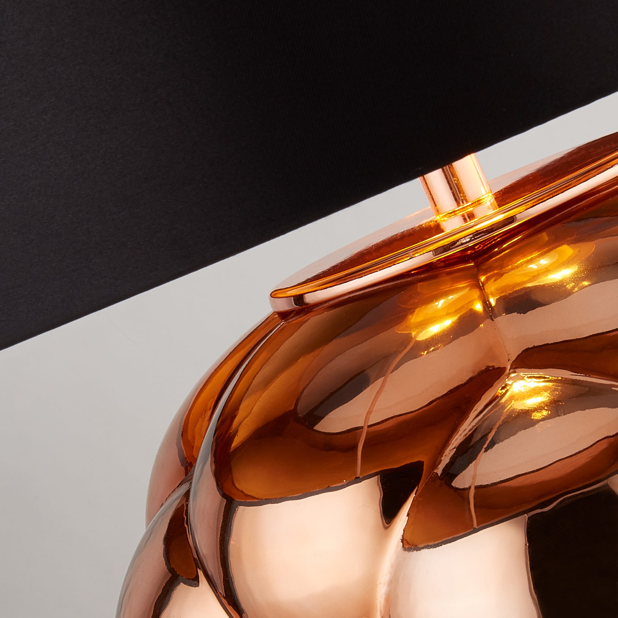 Fizz Table Lamp - Copper Glass & Black Faux Silk Shade