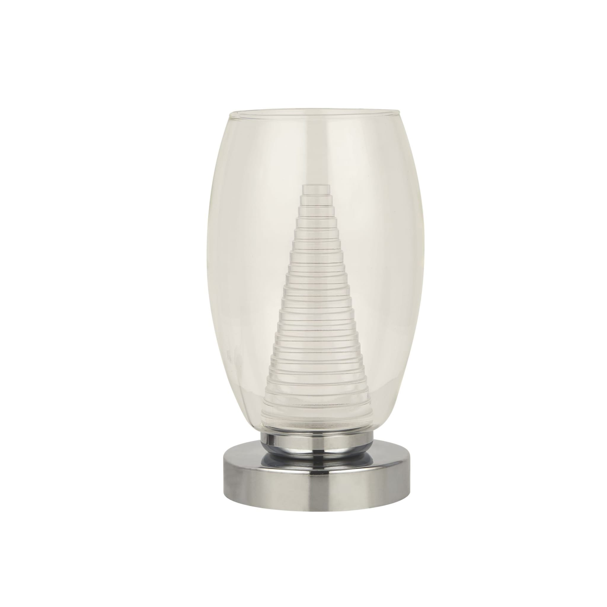 Cyclone Table Lamp - Chrome Metal & Clear Glass