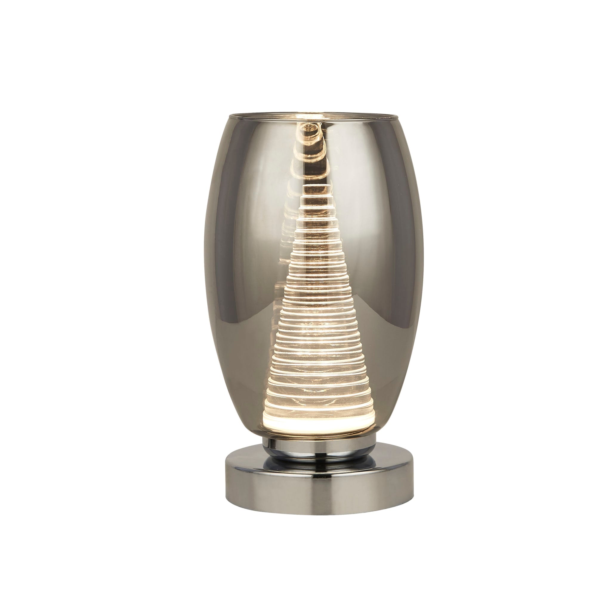 Cyclone Table Lamp - Chrome Metal & Smoked Glass