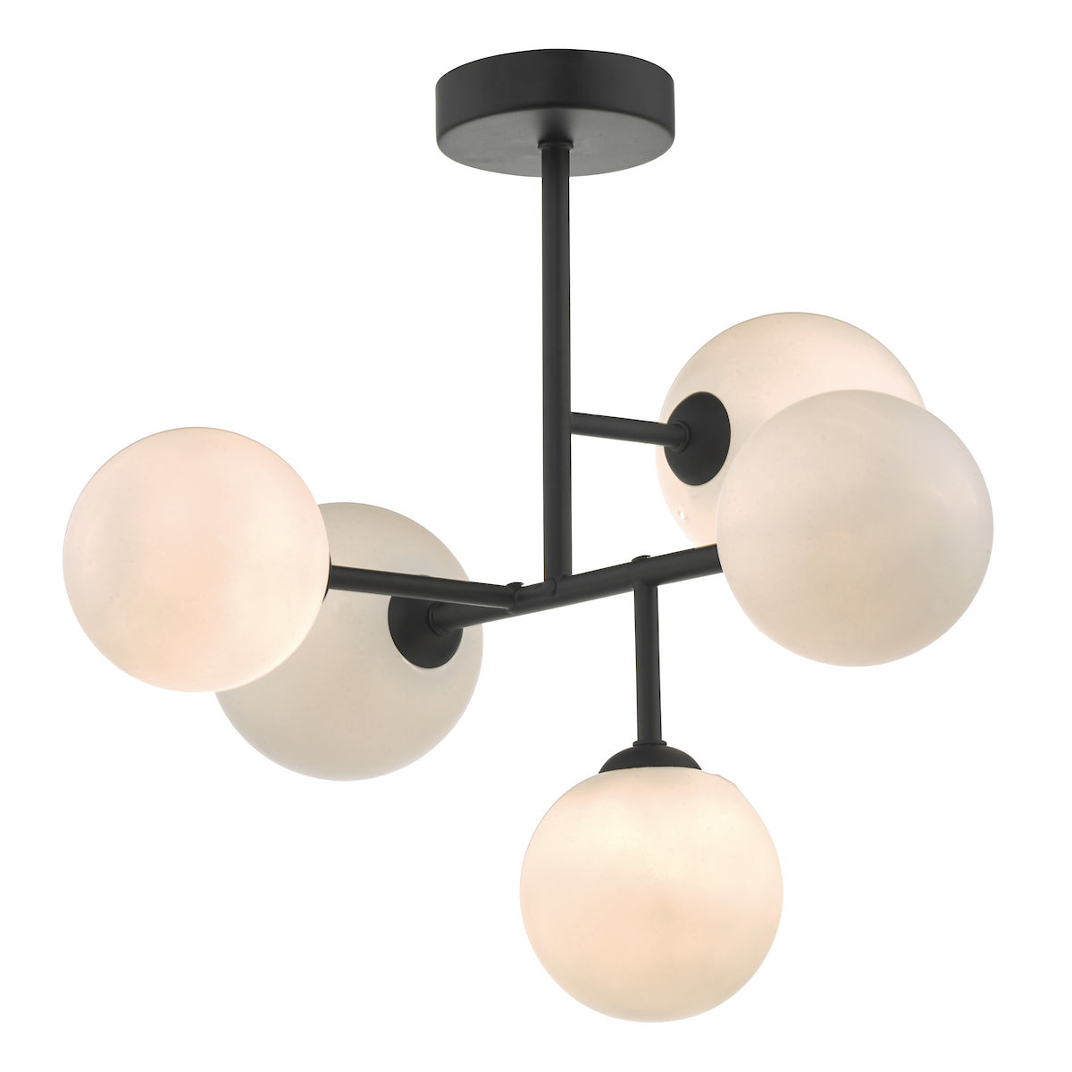 EUAN 5LT SEMI FLUSH MATT BLACK OPAL GLASS