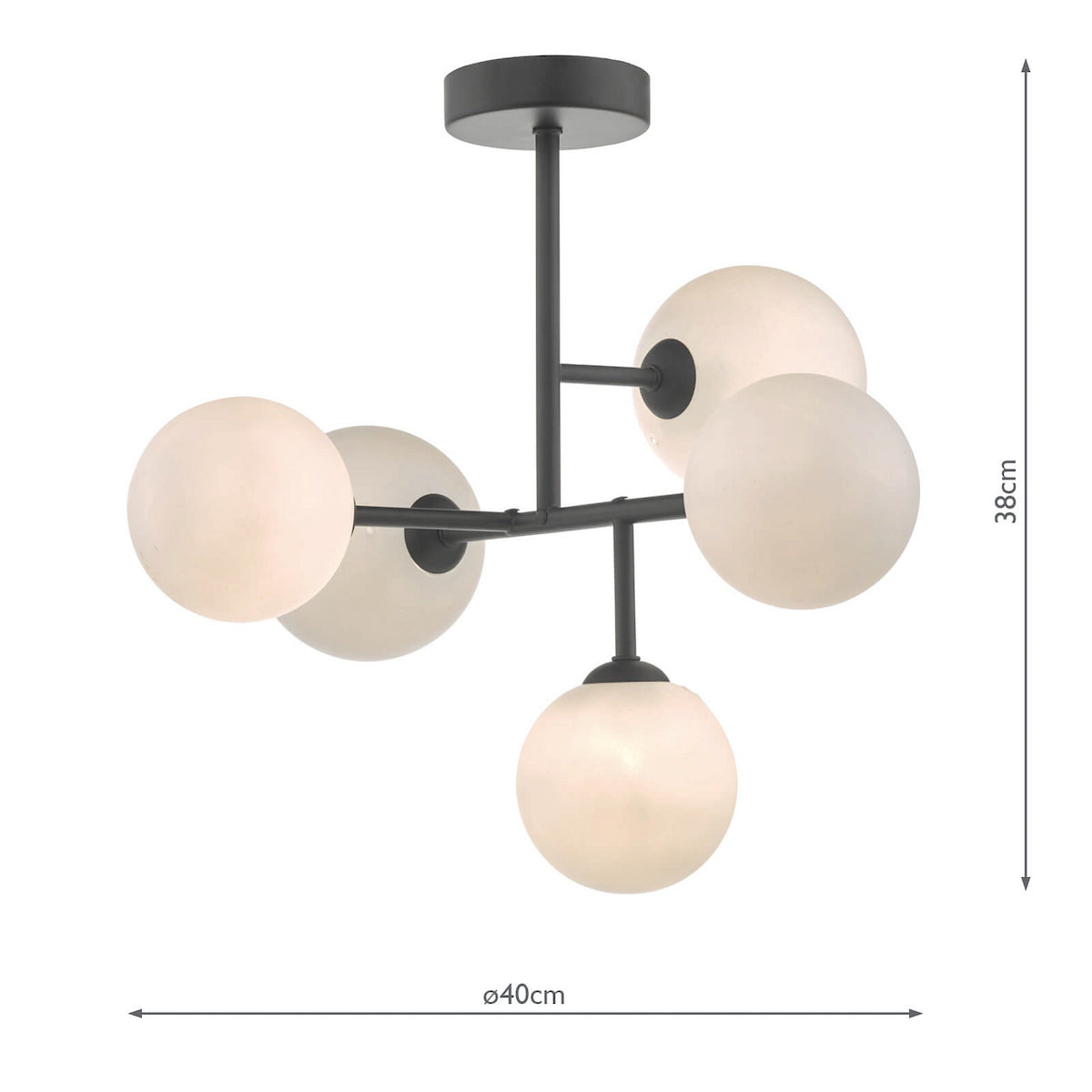 EUAN 5LT SEMI FLUSH MATT BLACK OPAL GLASS