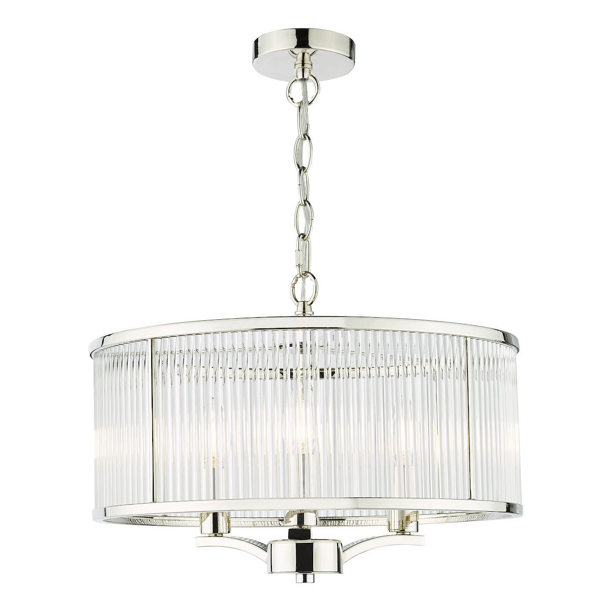 EVEYLN 3LT GLASS ROD PENDANT POLISHED NICKEL