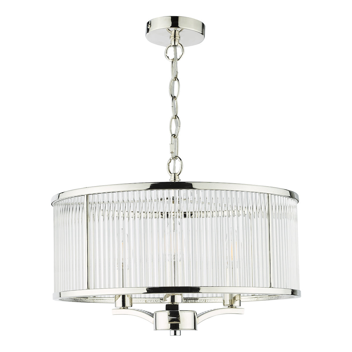 EVEYLN 3LT GLASS ROD PENDANT POLISHED NICKEL