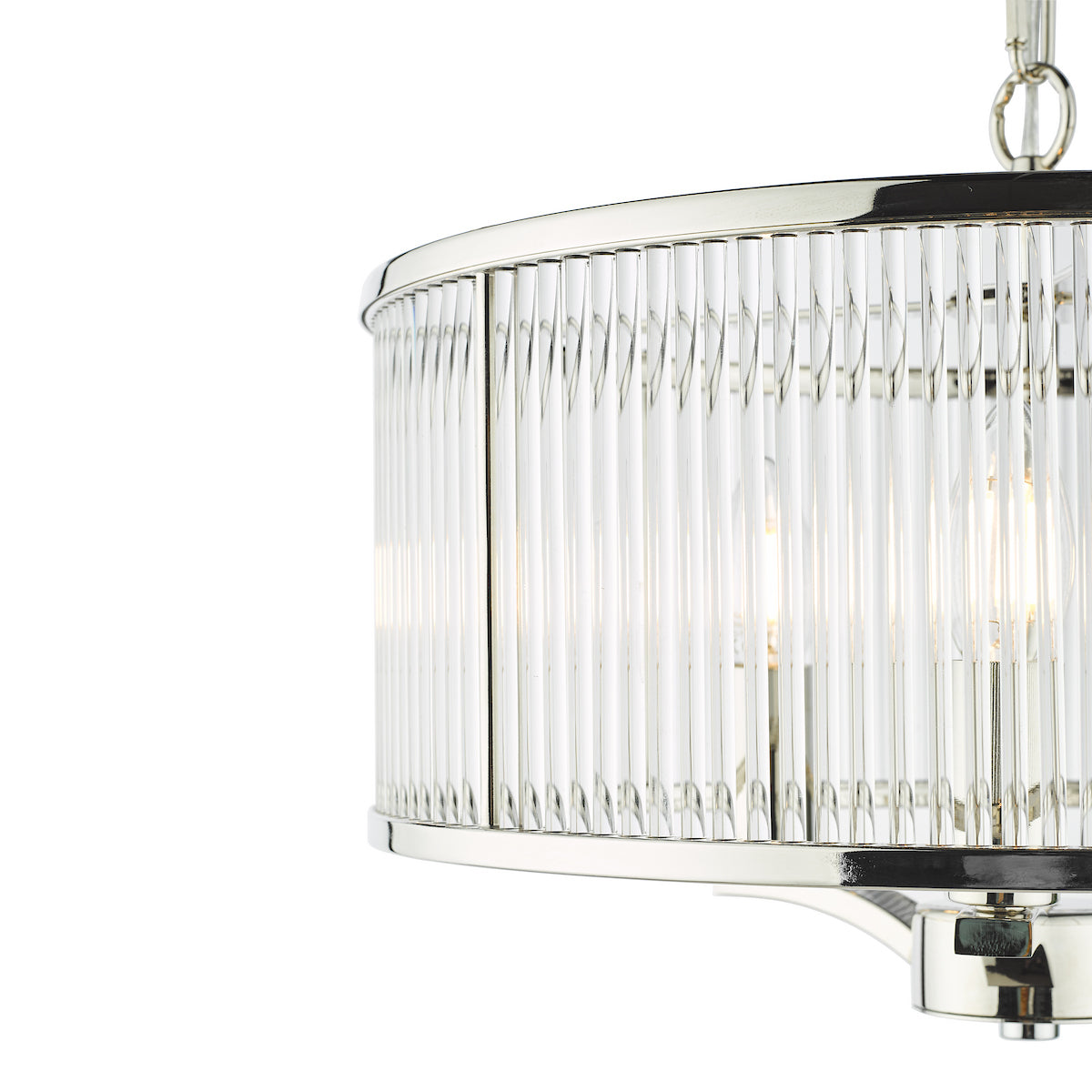EVEYLN 3LT GLASS ROD PENDANT POLISHED NICKEL