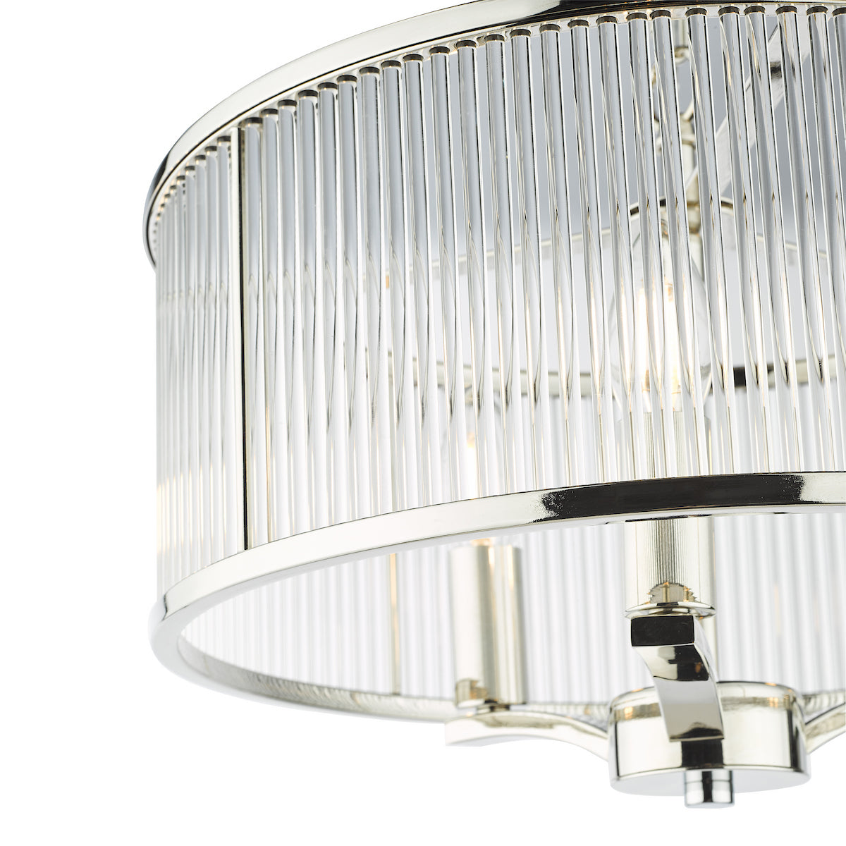 EVEYLN 3LT GLASS ROD PENDANT POLISHED NICKEL