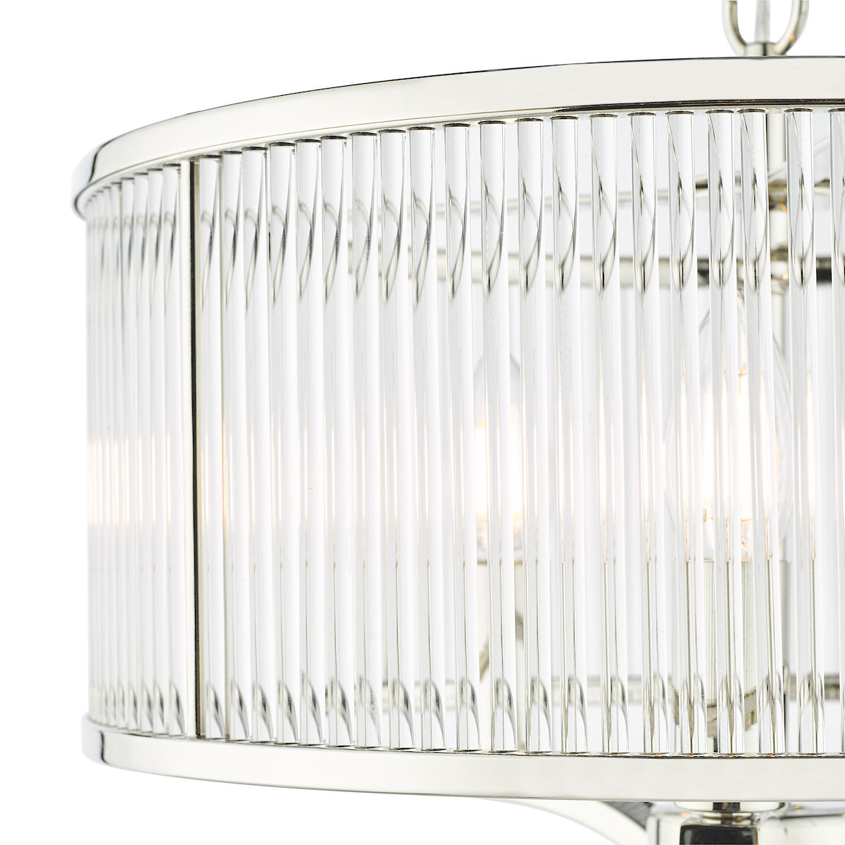 EVEYLN 3LT GLASS ROD PENDANT POLISHED NICKEL