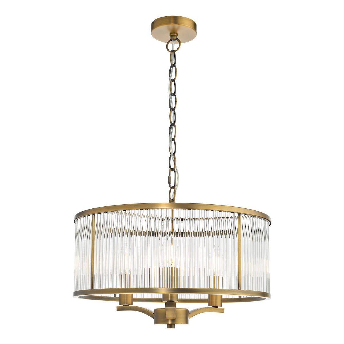 EVELYN 3LT GLASS ROD PENDANT BRONZE