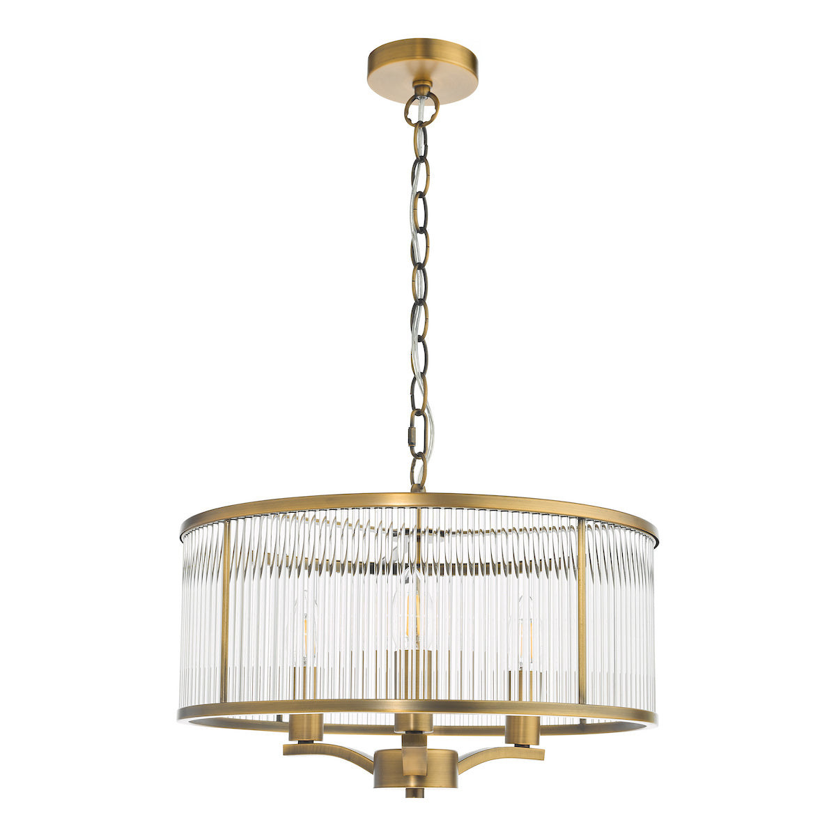 EVELYN 3LT GLASS ROD PENDANT BRONZE