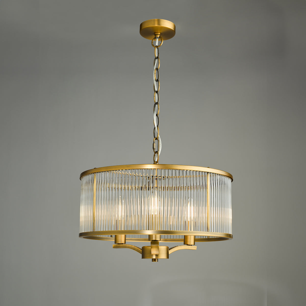EVELYN 3LT GLASS ROD PENDANT BRONZE