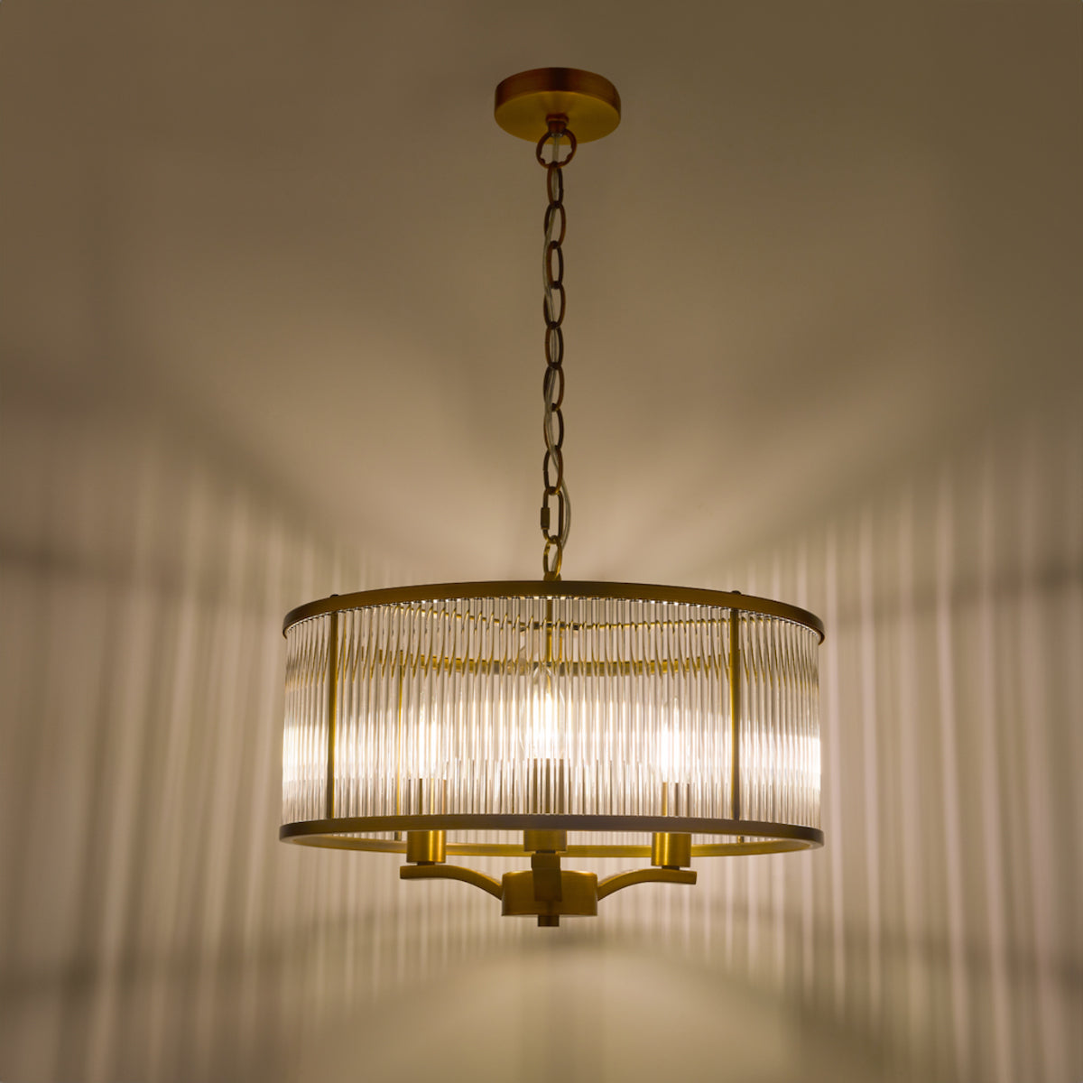 EVELYN 3LT GLASS ROD PENDANT BRONZE