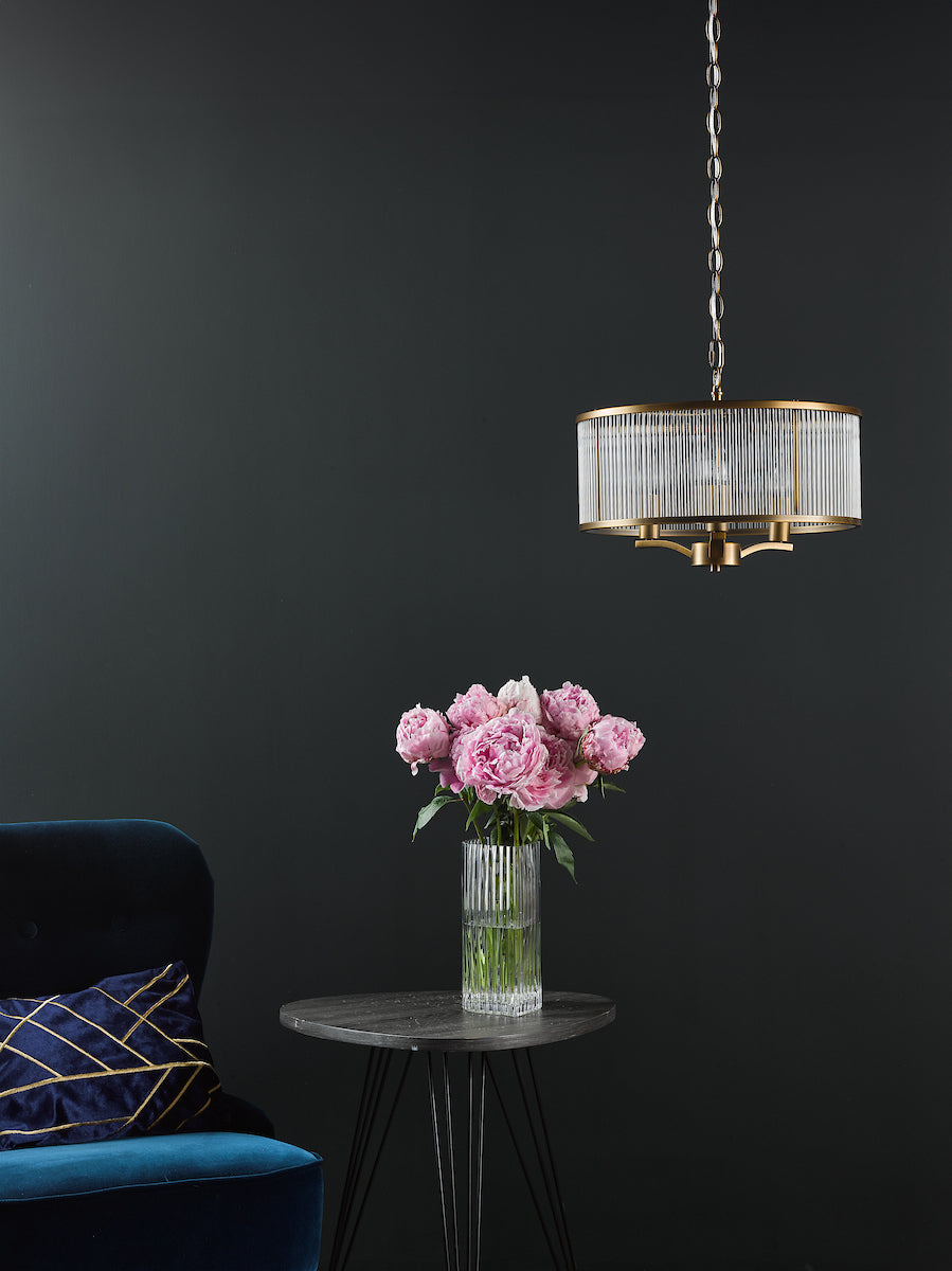 EVELYN 3LT GLASS ROD PENDANT BRONZE