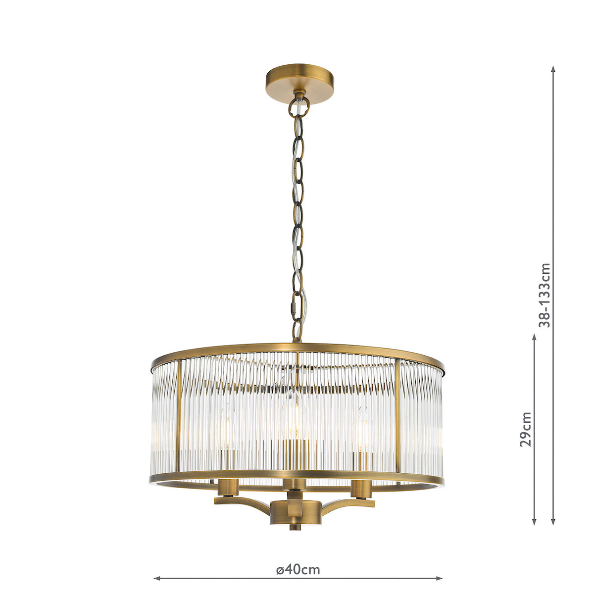 EVELYN 3LT GLASS ROD PENDANT BRONZE