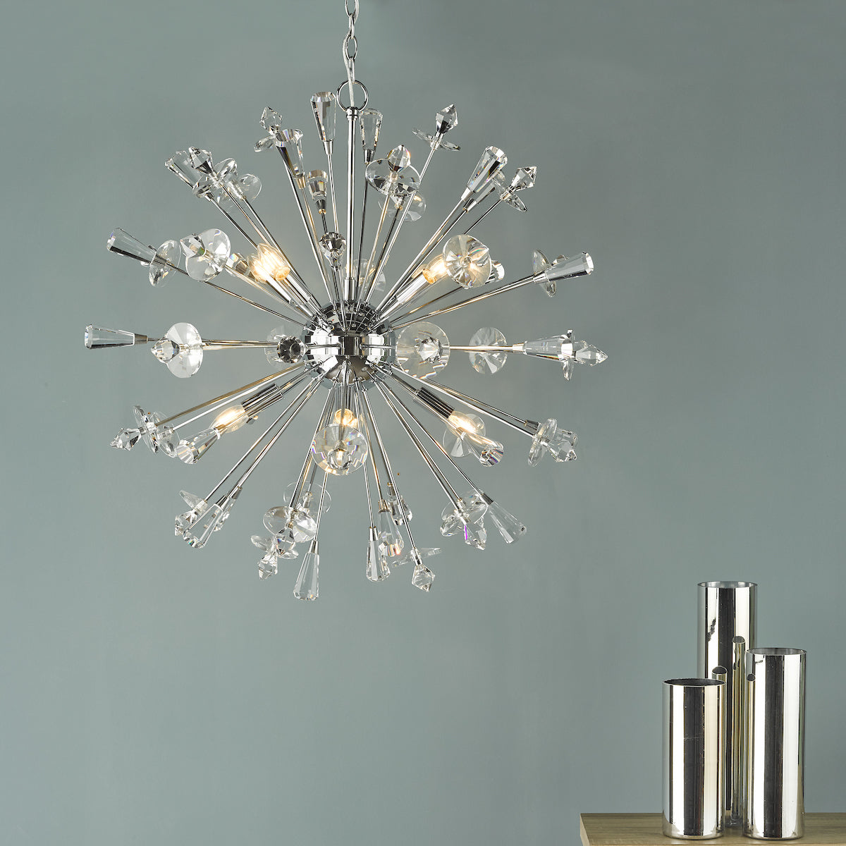 EXODUS 8LT PENDANT POLISHED CHROME CLEAR CRYSTAL