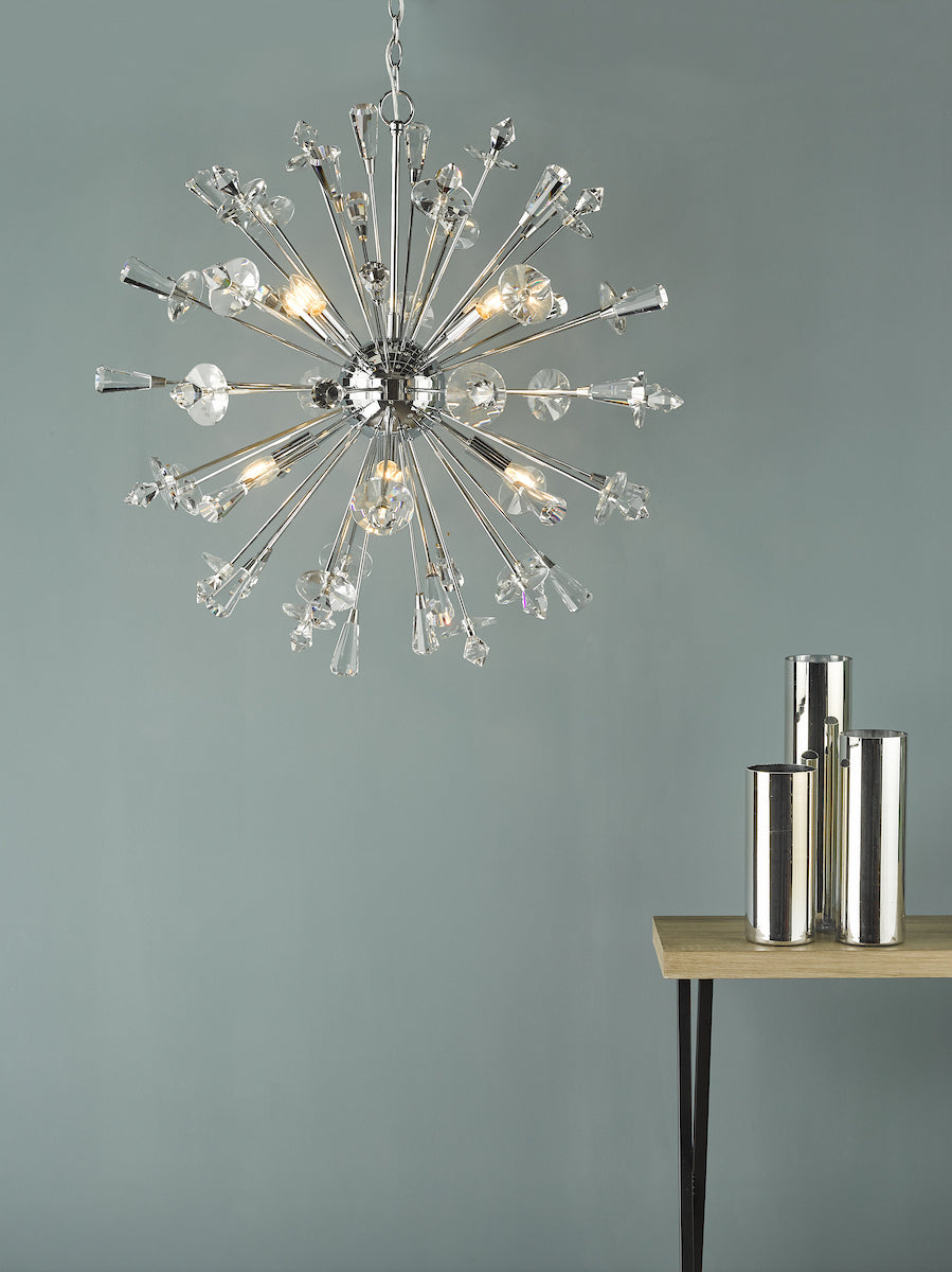 EXODUS 8LT PENDANT POLISHED CHROME CLEAR CRYSTAL
