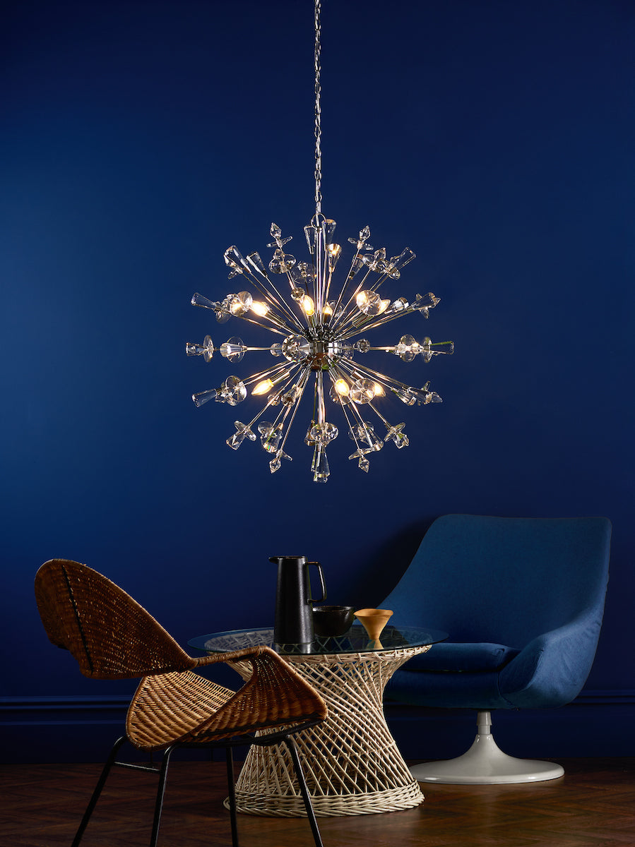 EXODUS 8LT PENDANT POLISHED CHROME CLEAR CRYSTAL