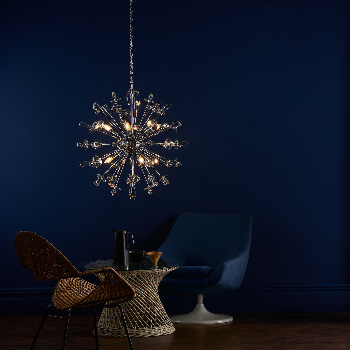 EXODUS 8LT PENDANT POLISHED CHROME CLEAR CRYSTAL