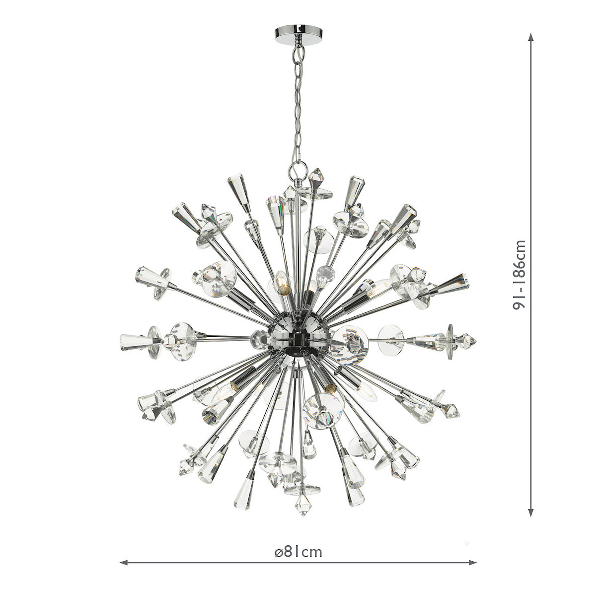 EXODUS 8LT PENDANT POLISHED CHROME CLEAR CRYSTAL