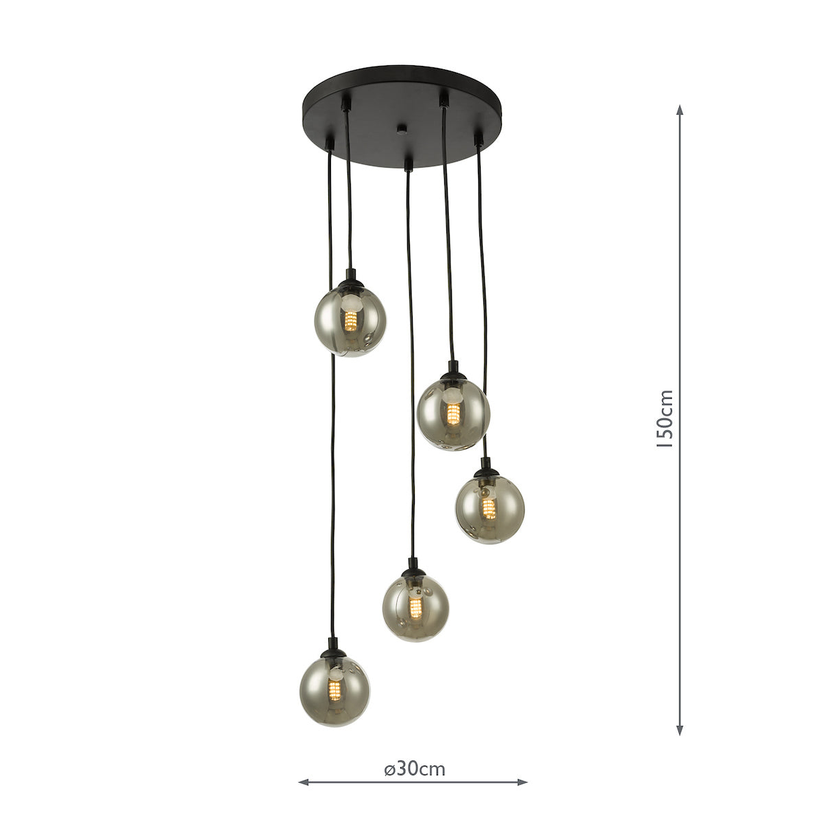 FEDERICO 5LT CLUSTER BLACK CW SMOKED GLASS