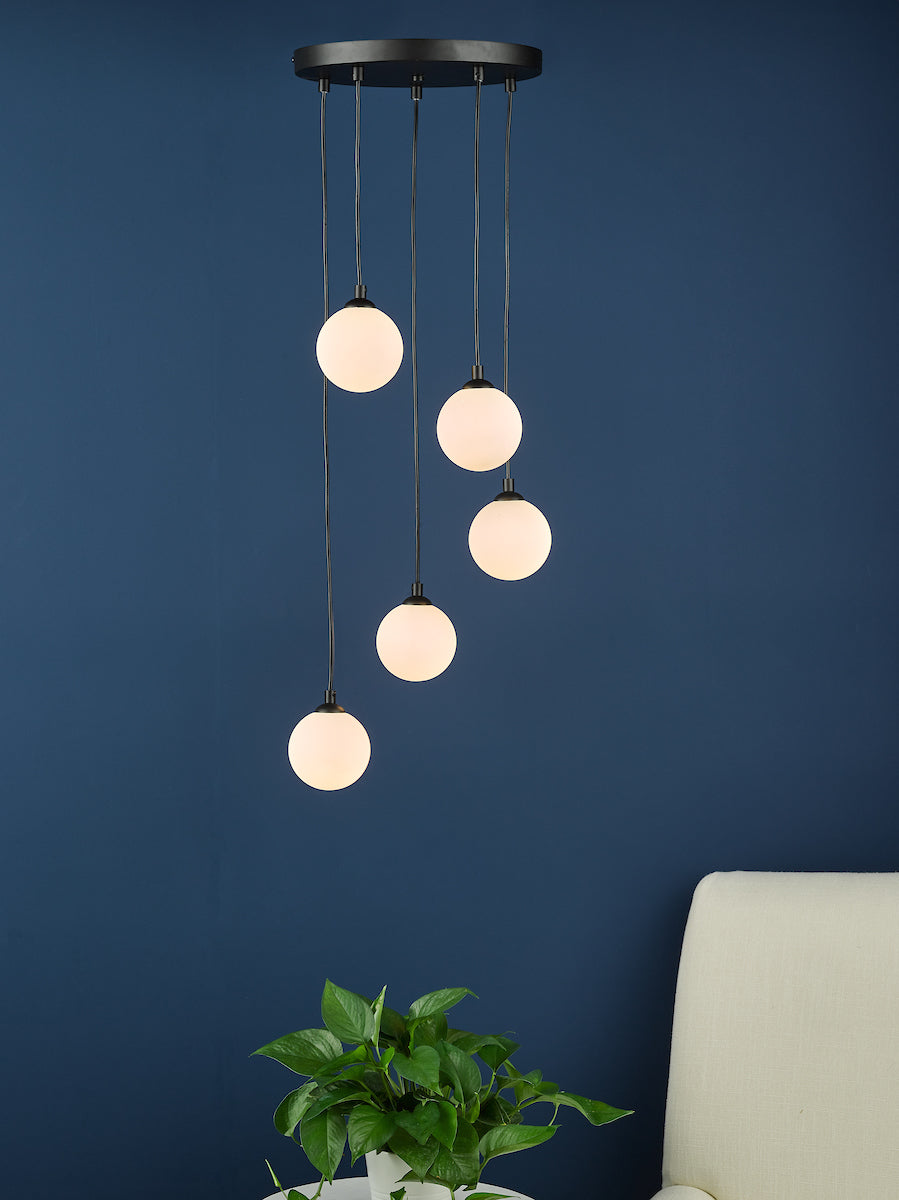 FEDERICO 5LT CLUSTER BLACK CW OPAL GLASS