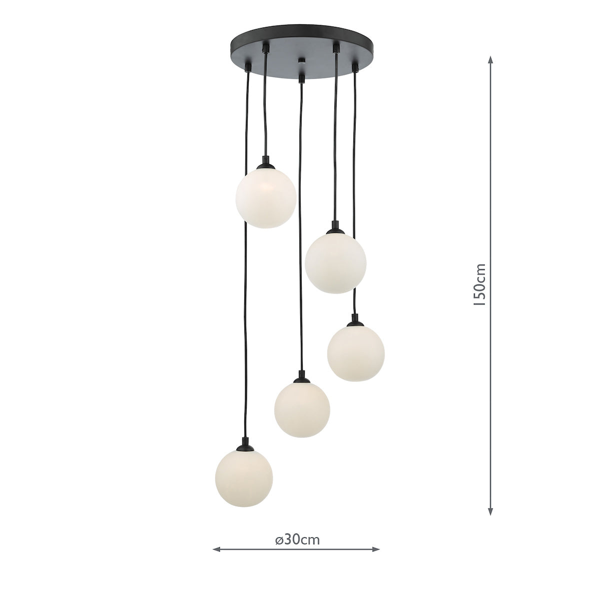 FEDERICO 5LT CLUSTER BLACK CW OPAL GLASS