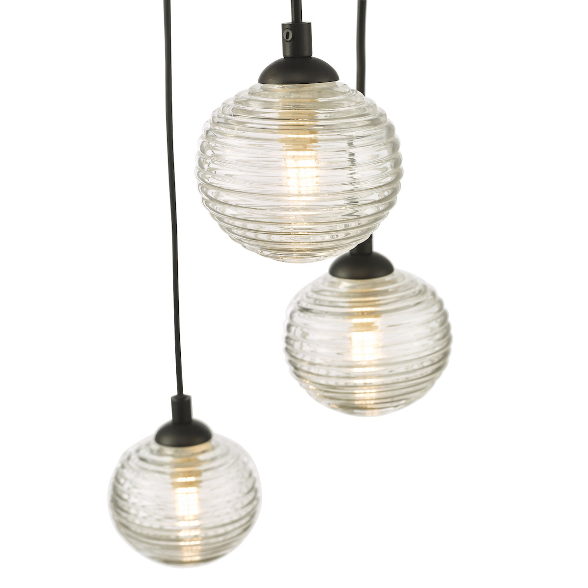 FEDERICO 5LT CLUSTER BLACK CW CLEAR RIBBED GLASS
