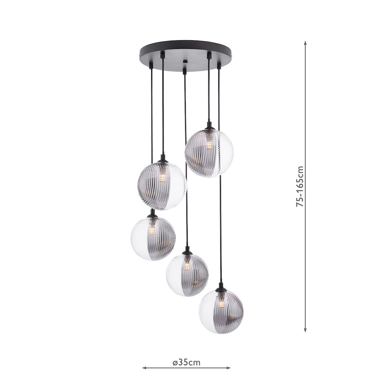 FEDERICO 5LT CLUSTER BLACK CW SMOKED/CLR GLS 150MM