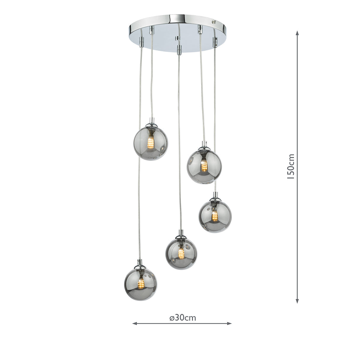 FEDERICO 5LT CLUSTER POL CHR CW SMOKED GLASS