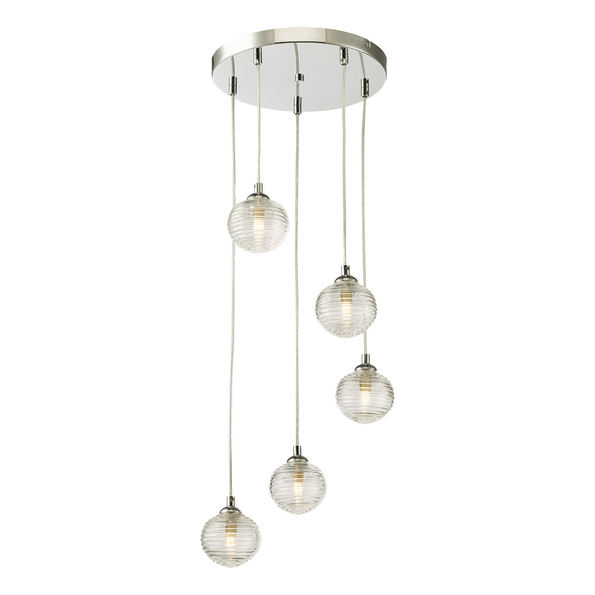 FEDERICO 5LT CLUSTER POL CHR CW CLEAR RIBBED GLASS