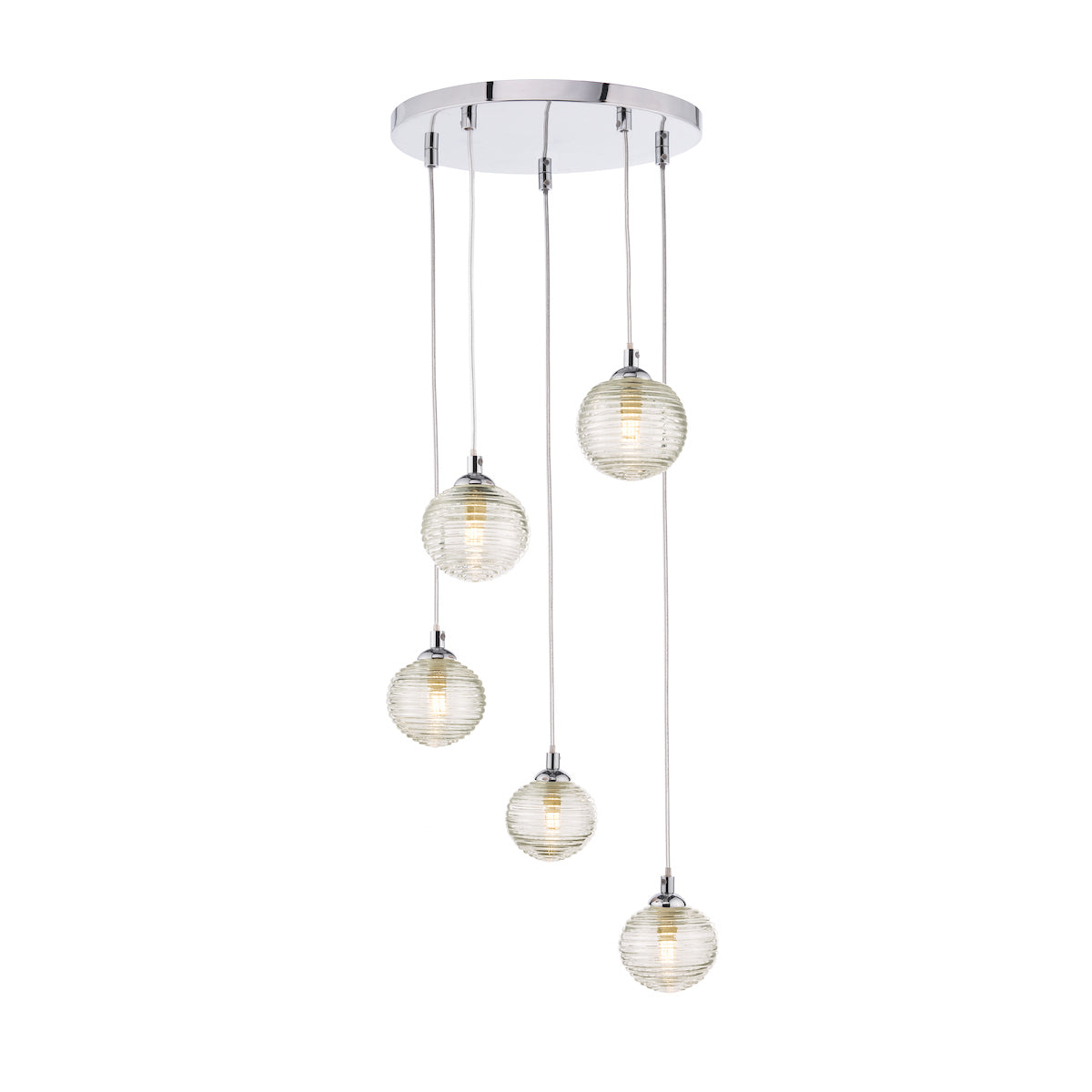 FEDERICO 5LT CLUSTER POL CHR CW CLEAR RIBBED GLASS