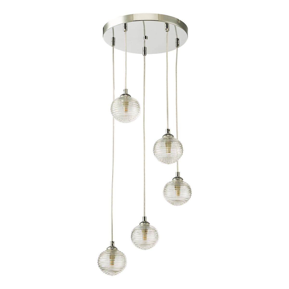 FEDERICO 5LT CLUSTER POL CHR CW CLEAR RIBBED GLASS