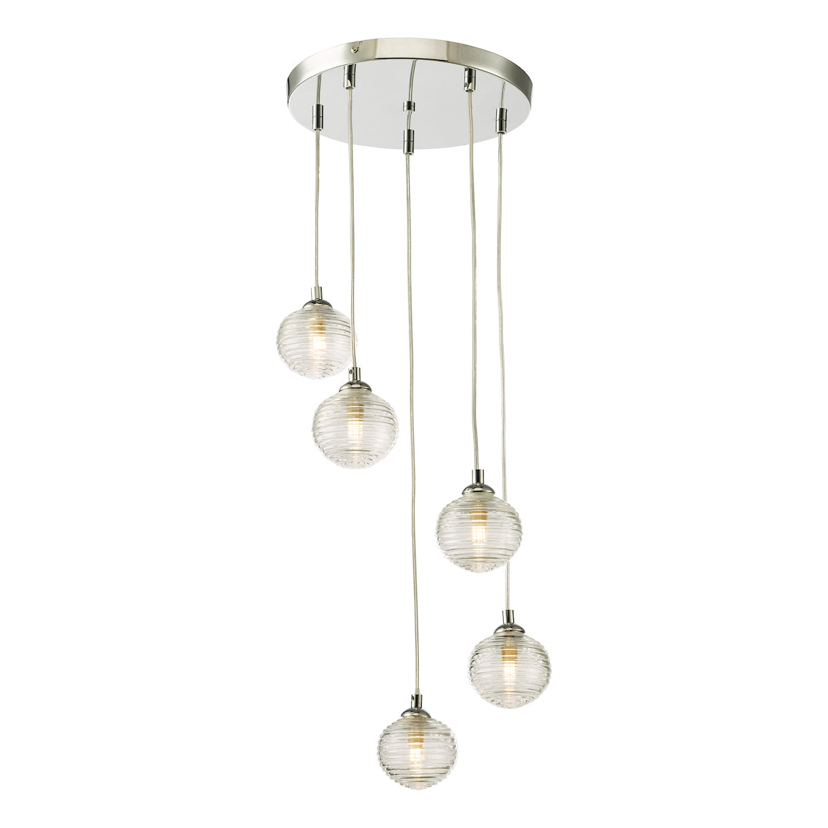 FEDERICO 5LT CLUSTER POL CHR CW CLEAR RIBBED GLASS
