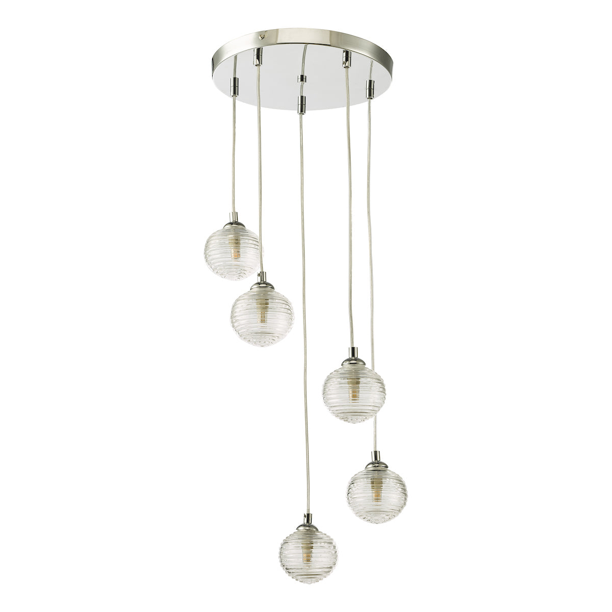 FEDERICO 5LT CLUSTER POL CHR CW CLEAR RIBBED GLASS
