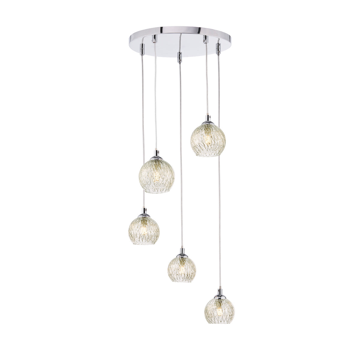 FEDERICO 5LT CLUSTER POL CHR CW CLEAR & WIRE GLASS