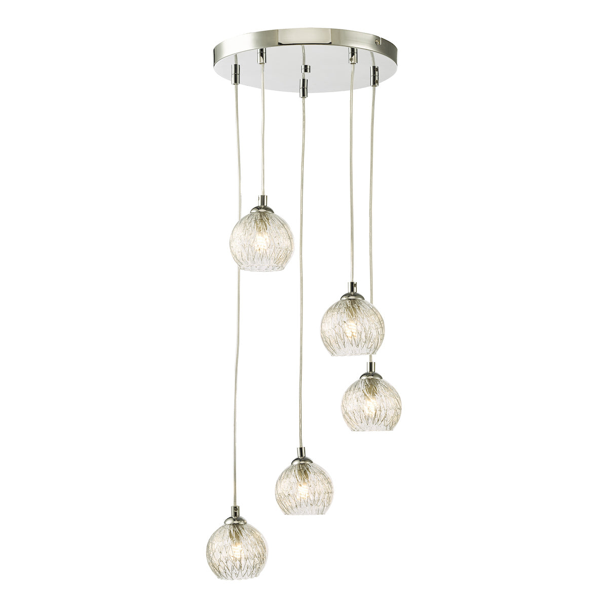 FEDERICO 5LT CLUSTER POL CHR CW CLEAR & WIRE GLASS