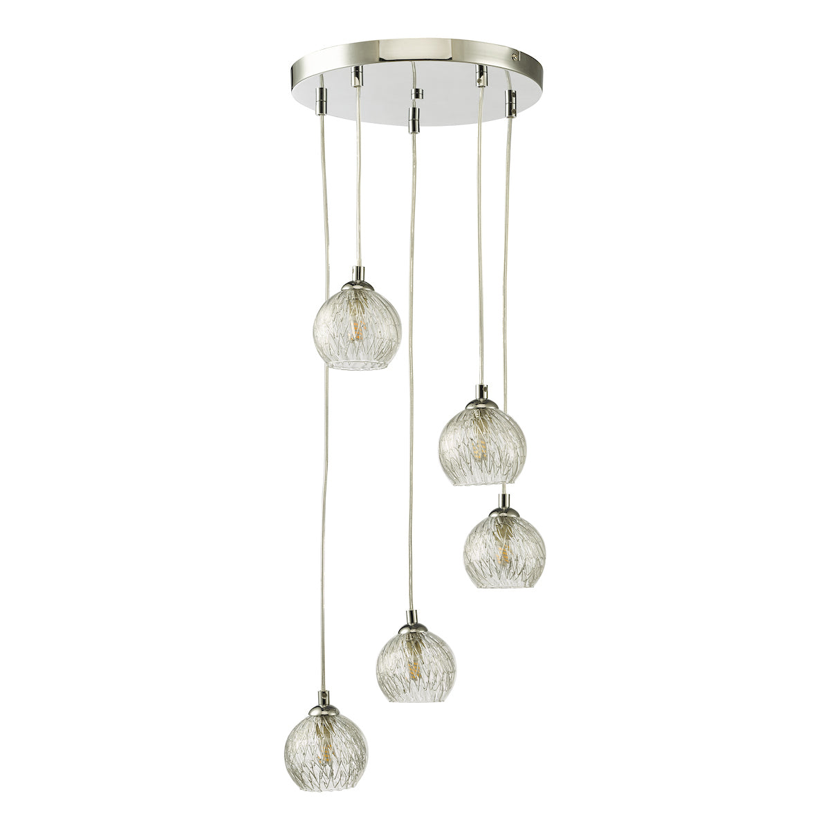 FEDERICO 5LT CLUSTER POL CHR CW CLEAR & WIRE GLASS