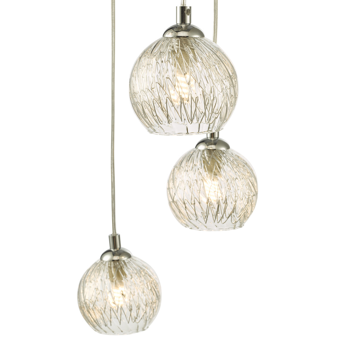 FEDERICO 5LT CLUSTER POL CHR CW CLEAR & WIRE GLASS